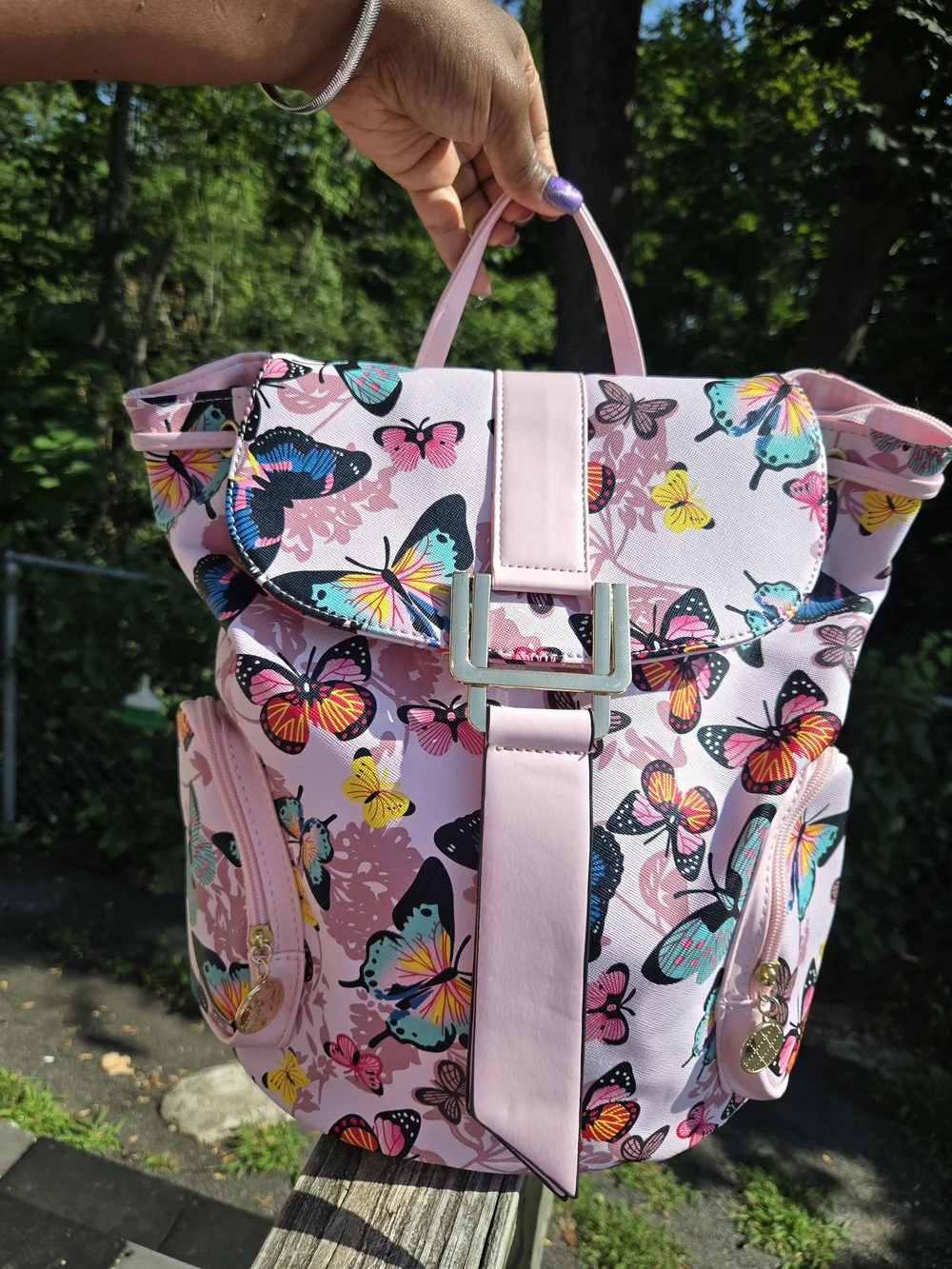 Butterfly-Print Pink Travel Backpack NWT